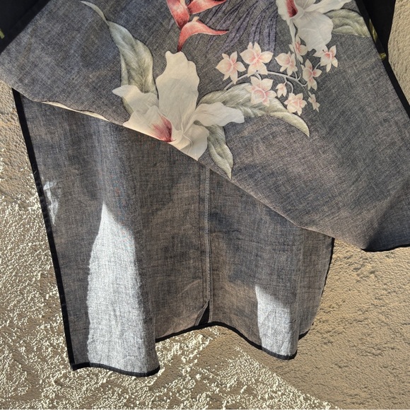 Vintage KY’s Hawaii Floral Iris Black Cotton Sleeveless Maxi Dress Tiki Aloha - Picture 7 of 13